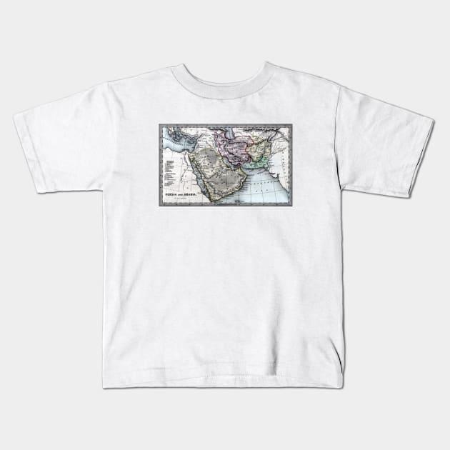 1835 Map of Persia and Arabia Kids T-Shirt by historicimage